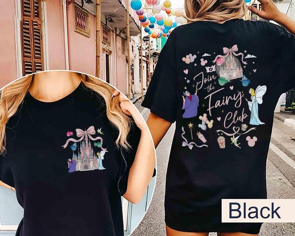 2 Sided Disney Join The Fairy Club Magical Castle Coquette Bow Shirt, Fairy